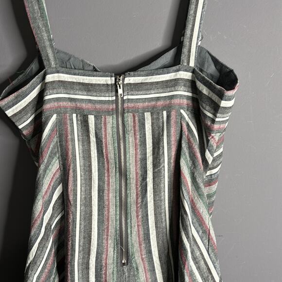 Olivaceous Gray and Maroon Striped Swing Dress Exposed Zipper Size Medium - Picture 5 of 8